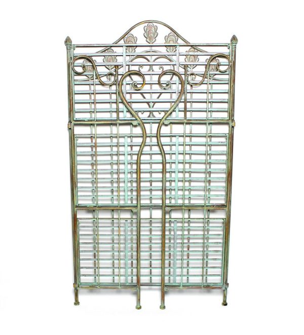 41 in. Folding Metal Shelf / Baker's Rack w/ Scrolling Heart & Peacock Tail Motif - Image 4