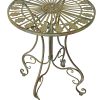 Metal Bistro Table w/ Curved Legs, Scrolling Heart & Peacock Tail Motif - Image 5